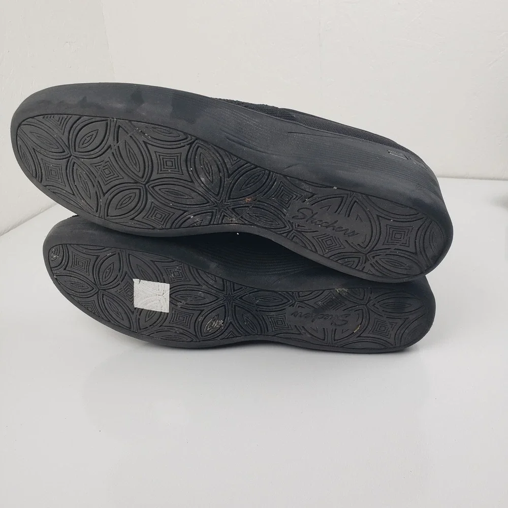 Skechers Women's 11 Pier Lite‎ Wow Factor Black Knit Wedge Slip On Sneaker Shoes
